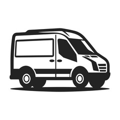 Van linear vector. Van road trip. Hand-drawn Doodle isolated on a white background