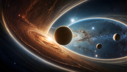  In the vast expanse of the cosmos, each planet spins its own tale of mystery and wonder...