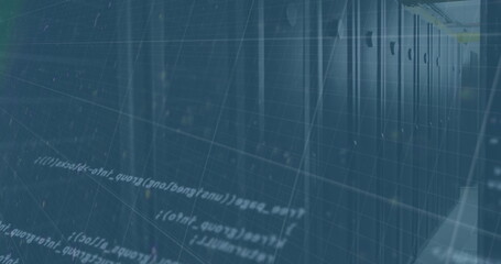 Image of data processing over server room