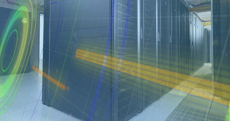 Image of data processing and scope scanning over server room