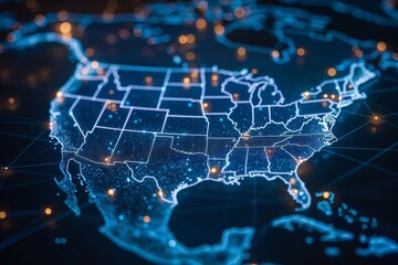 Digital map of america network connectivity created with generative ai