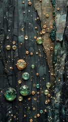 Asphalt and oil with gemstone droplets - portrait, iPhone wallpaper