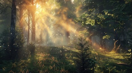 Forest morning sunshine