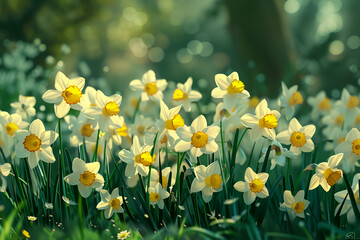 Fototapeta premium Tranquil Tapestry of Daffodils