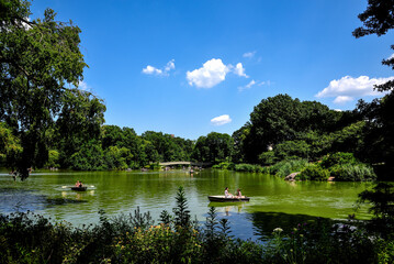 Fototapeta premium Rowing Boats on the Lake in Central Park on a Summer Day - Manhattan, New York City