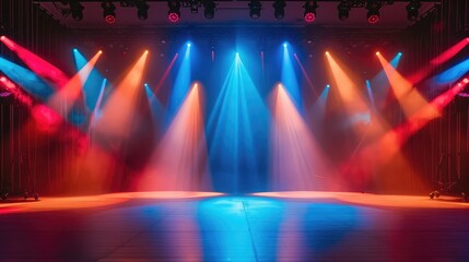 A colorful array of stage lights illuminating a dance floor, setting the tone for a lively event