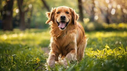 A dog playing and running through a grassy park, capturing the joy and energy of the moment