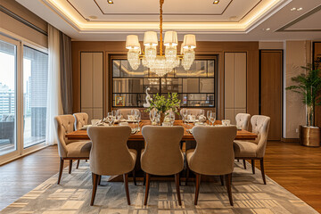 Obraz premium Modern minimalist dining room interior design