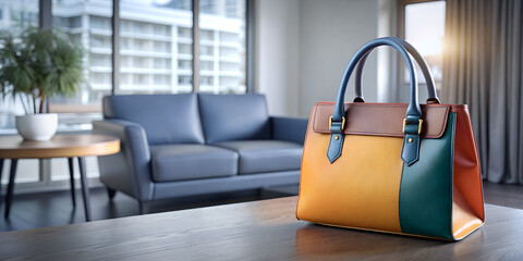 women's leather bag in modern interior