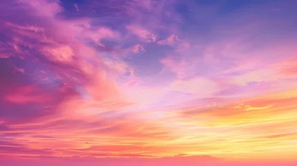 Fototapete Sonnenuntergang A vibrant sunset sky with shades of orange, pink, and purple blending together beautifully  © buraratn