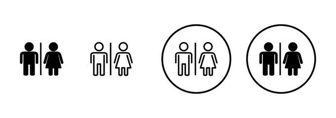 Toilet icon vector isolated on white background. Toilet sign. Man and woman restroom sign vector. Male and female icon
