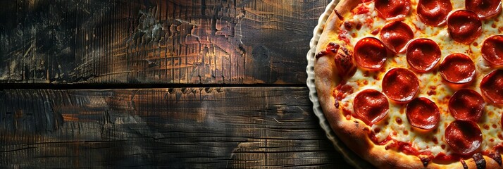 Pepperoni cream cheese pizza with beef for national pizza party day background concept with copy space area 