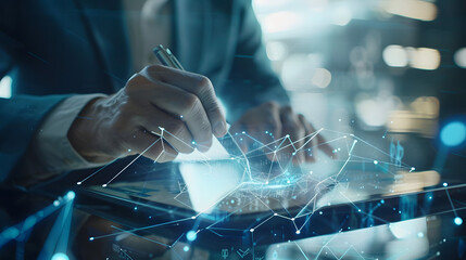 graphic illustration of a working businessman