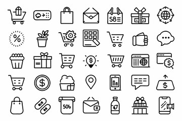 Fototapeta premium Set of line shopping icon pack
