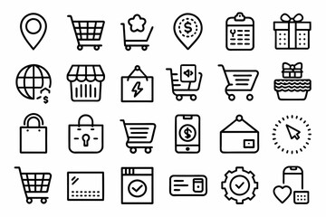 Set of line shopping icon pack