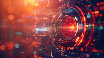 Obraz premium Abstract digital art background with futuristic elements and neon accents, capturing a high-tech vibe