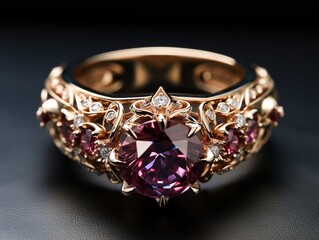 High Jewelry Queen Ring: Natural Ruby with Diamonds, 18K Gold, Presented in a Luxurious Jewelry Box