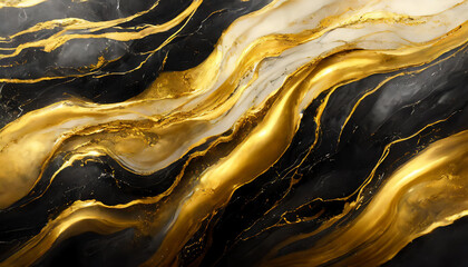 黒と金の大理石模様の背景素材　AI画像　ジェネレーティブAI