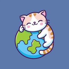 International Cat Day Cute Vector Illustration. cute cartoon cat