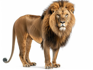 Obraz premium Majestic lion standing isolated on a white background