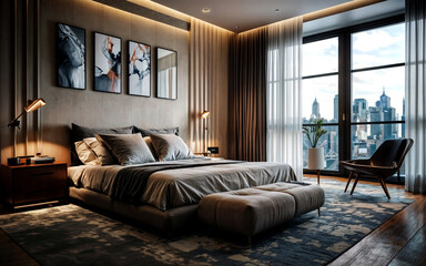 interior design of modern bedroom.