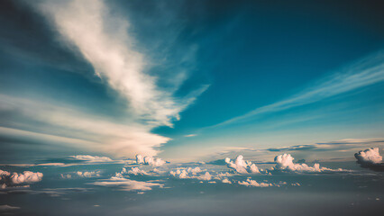 Fototapeta premium Blue Sky with White Clouds: Serene Sky Background