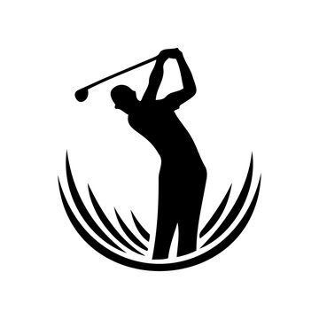 recommend clip art: Vector silhouette of hitting position in golf Graphic design for golf