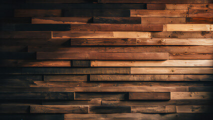 Textured Wooden Wall: Varying Shades of Rich and Light Brown