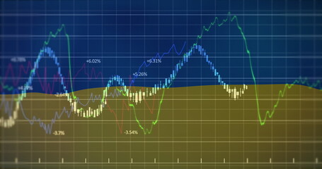 Colorful lines representing stock performances over time