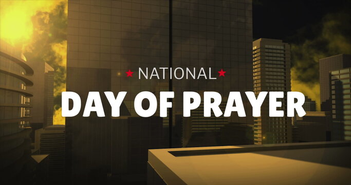 Sunlight through clouds lights up skyscrapers on National Day of Prayer - Powered by Adobe