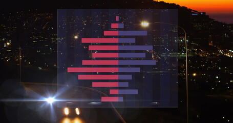 Image of data processing over cityscape