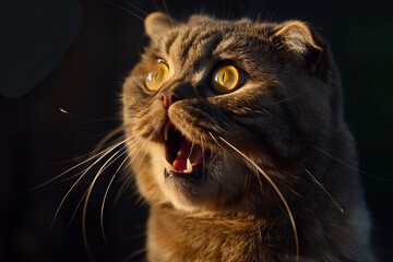 Scottish fold with flehmen reaction generated by AI