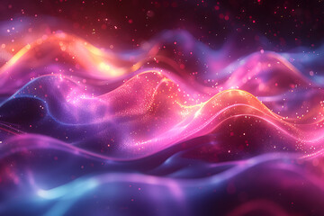 Colorful Background with abstract neon lights in vibrant colors like pink, blue, and purple, creating a futuristic and energetic vibe with glowing.