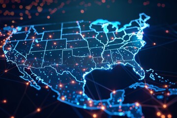 Fototapeta premium Digital map of america network connectivity created with generative ai