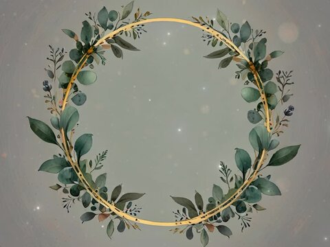 Watercolor wreath eucalyptus leaves for wedding invites, greeting cards, wallpapers, fashion, background.