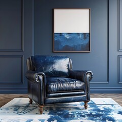 Dark blue living room interior with cozy luxury UHD Wallpapar