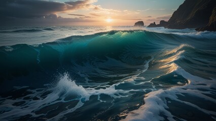 Amazing natural scenery of ocean waves