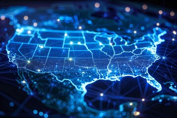 Fototapeta premium Digital map of america network connectivity created with generative ai