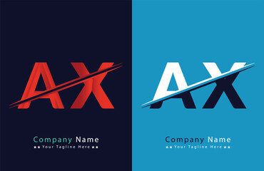 Abstract AX letter logo design template. Vector Logo Illustration.