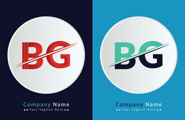 BG letter colorful logo in the circle. Vector Logo Illustration.