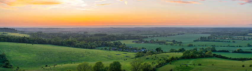 Hertfordshire sunset panorama viewed from Deacon Hill. England