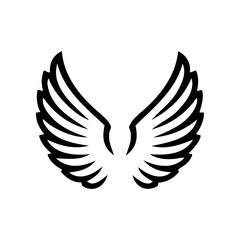Fototapeta premium Simple angel feather wings silhouette design vector
