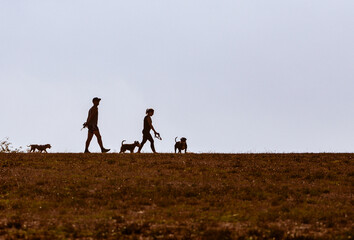 family walking in the park