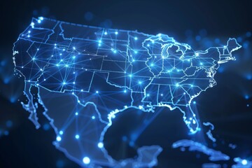 Obraz premium Digital map of america network connectivity created with generative ai
