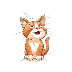 Obraz premium A Funny Cartoon Cat, Cartoon Illustration