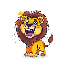 A Happy Lion Cartoon, Cartoon Illustration