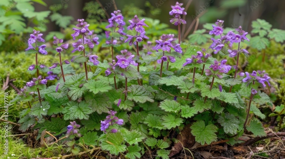 Wall mural common henbit also known as greater henbit is a type of lamium that originates from europe asia and 