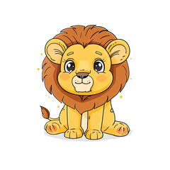 An Adorable Cartoon Featuring A Baby Lion, Cartoon Illustration