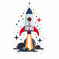 flying rocket among stars UHD Wallpapar