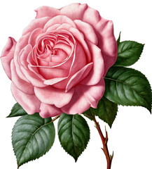 vintage illustration of pink rose isolated on transparent background.generative AI